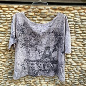 American Age Gray & Black Parish Graphic Cropped Short Sleeve Tee. Small. VGUC